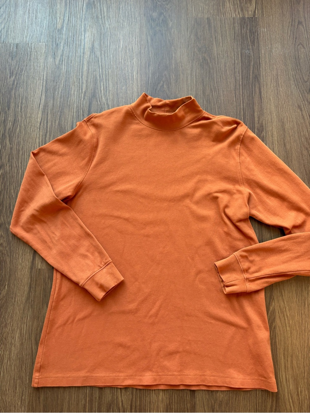 Lands’ End Women's Mock Neck Long Sleeve Top - Rust Orange Size Large Tall